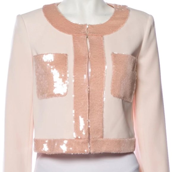 CINQ À SEPT! Ruthy Sequin Stripe Jacket and  Pants in Pink/ Travertine (SET) - Picture 1 of 17